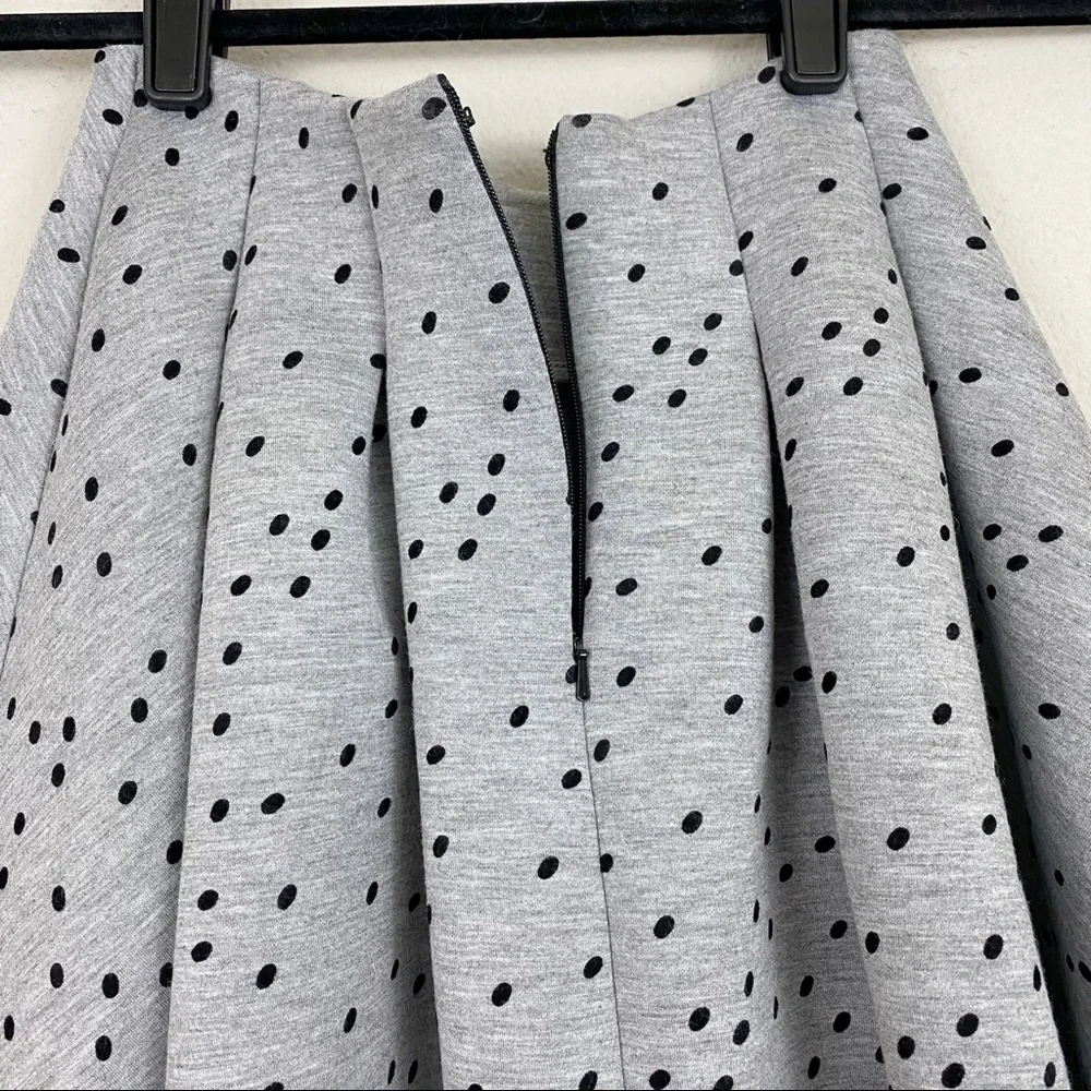 Maje Joye Pleated Felt Spotted Polka Dot Fit and Flare Skirt